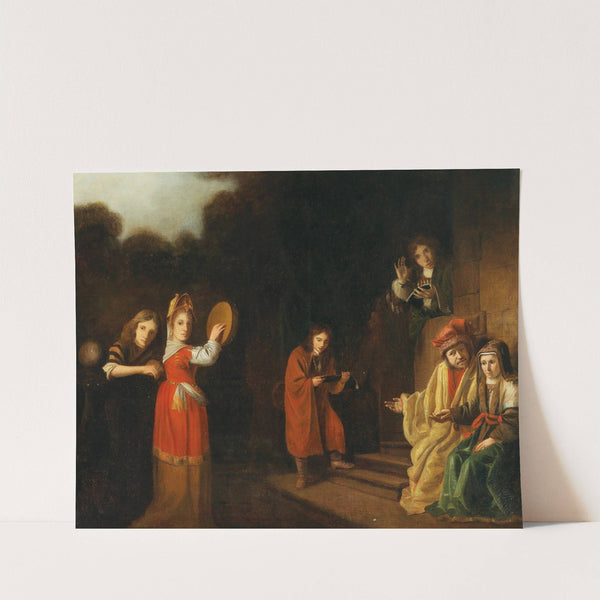 Portrait of a family in an Old-Testament setting by Cornelis Bisschop