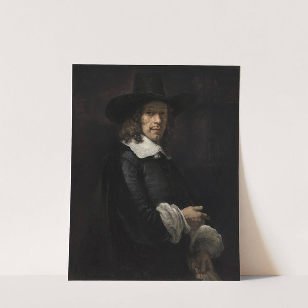 Portrait of a Gentleman with a Tall Hat and Gloves by Rembrandt van Rijn