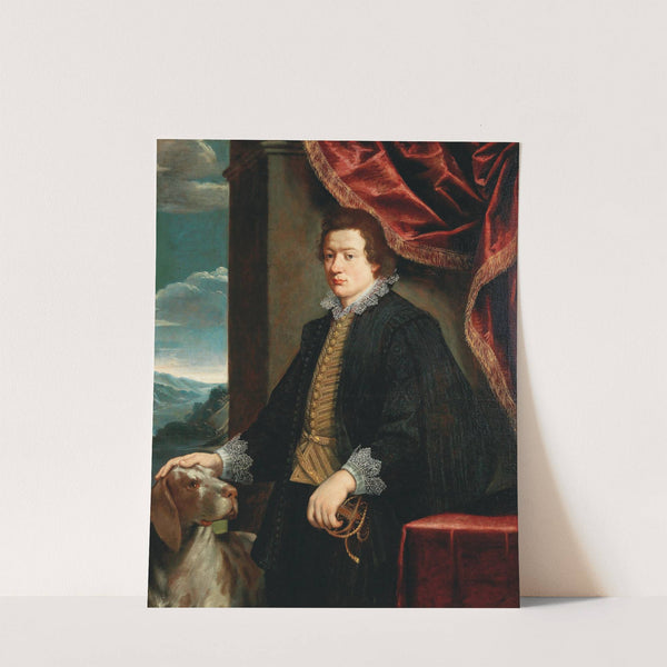 Portrait Of A Gentleman With His Dog by Genoese School