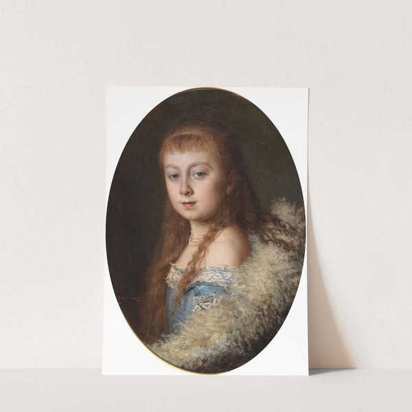 Portrait of a Girl in a Blue Dress and Pearl Necklace by Leopold Horovitz