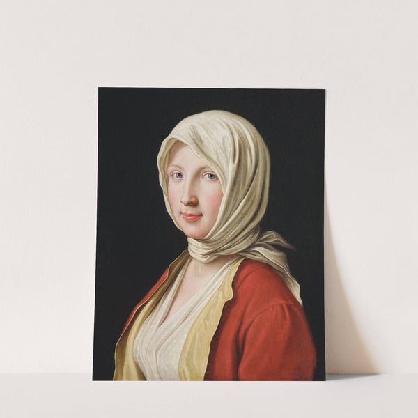 Portrait of a girl in a white headscarf by Pietro Rotari