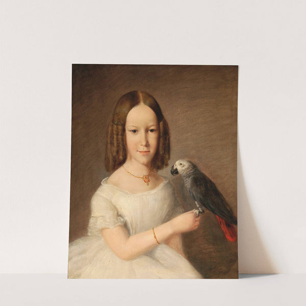 Portrait of a Girl with Grey Parrot by Anonymous