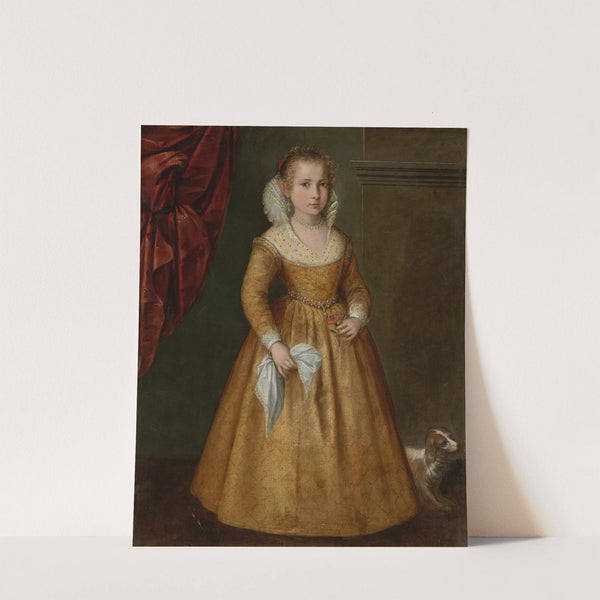 Portrait Of A Girl With Her Dog by Venetian School