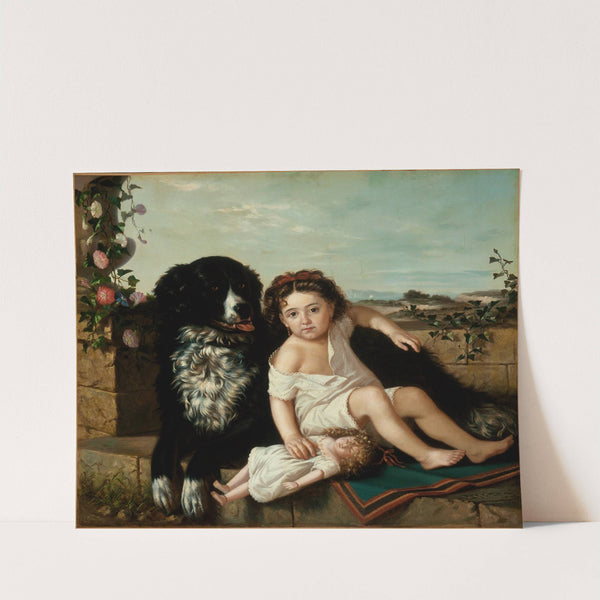 Portrait of a Girl wth Dog by Ernest Étienne Narjot