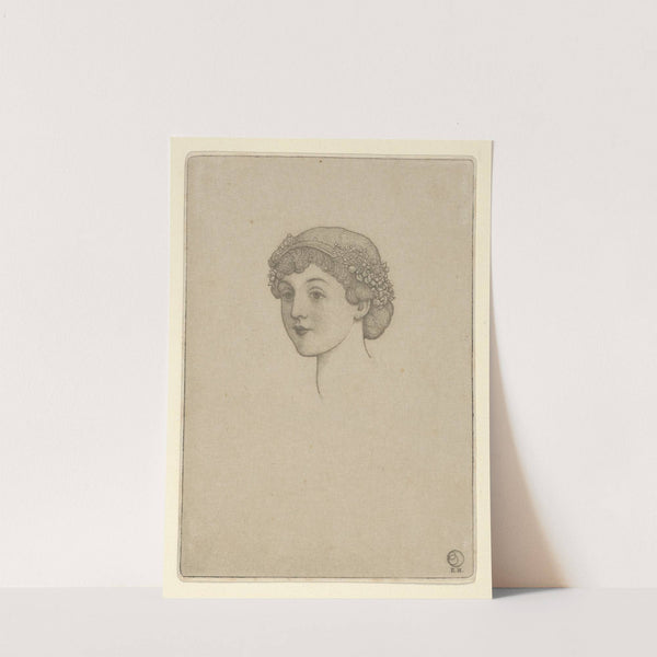 Portrait of a girl’s head with flowers in her hair (between 1900 and 1925) by Ernest Haskell