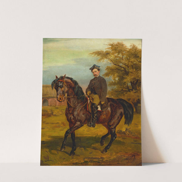 Portrait of a horseman in a peaked cap by Juliusz Kossak