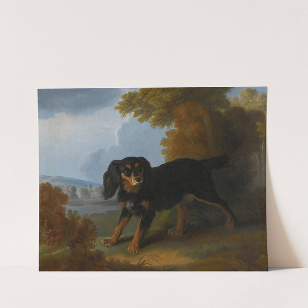 Portrait Of A King Charles Spaniel In A Landscape by Christophe Huet
