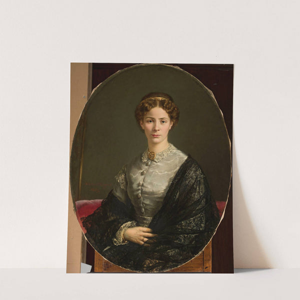 Portrait of a lady in a lacy scarf (1869) by Adalbert Begas