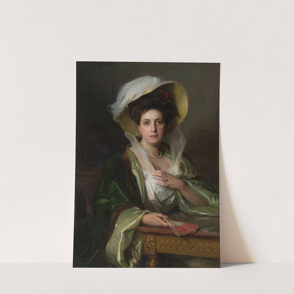 Portrait of a lady in a large hat by Philip Alexius de László