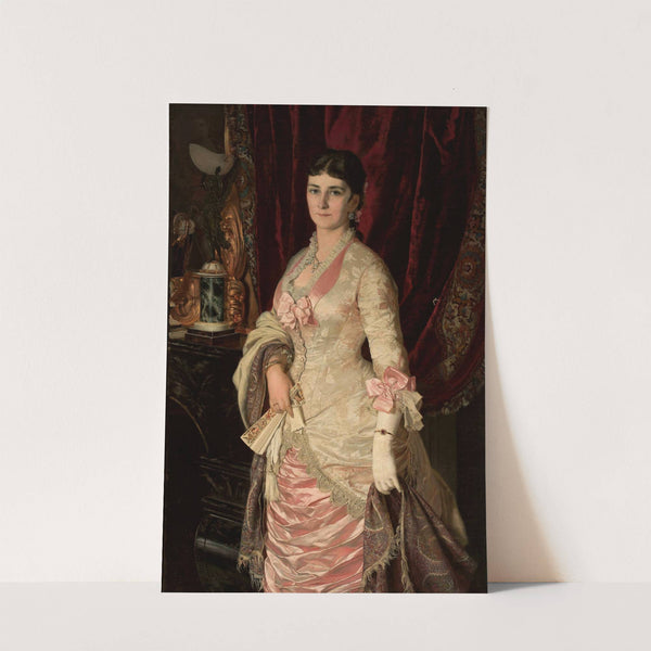 Portrait of a lady in a satin dress by Bolesław Łaszczyński