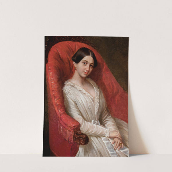 Portrait of a lady in a white dress by Ksawery Jan Kaniewski