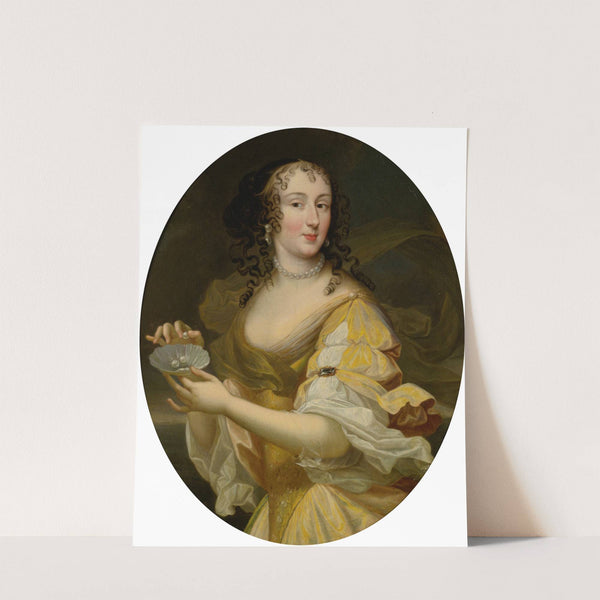 Portrait Of A Lady In Allegorical Guise, Holding A Dish Of Pearls by Pierre Mignard