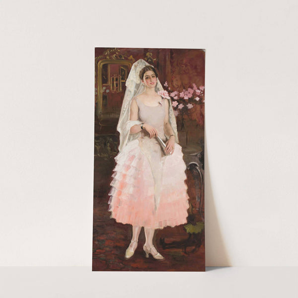 Portrait of a lady in pink dress – Spanish woman by Kazimierz Stabrowski