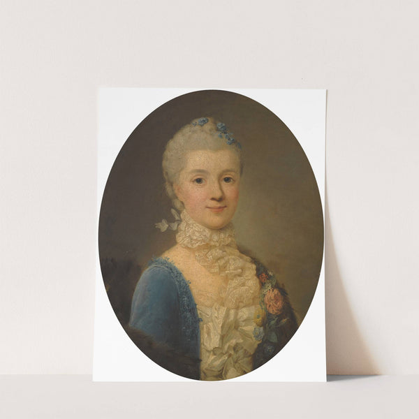 Portrait of a Lady, Wearing a Blue Dress And Lace Collar by Giuseppe Baldrighi