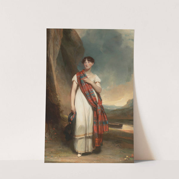 Portrait Of A Lady Wearing Plaid In A Landscape by John Watson Gordon