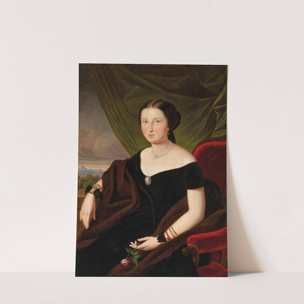 Portrait Of A Lady With A Rose by Johann Joseph Reiner