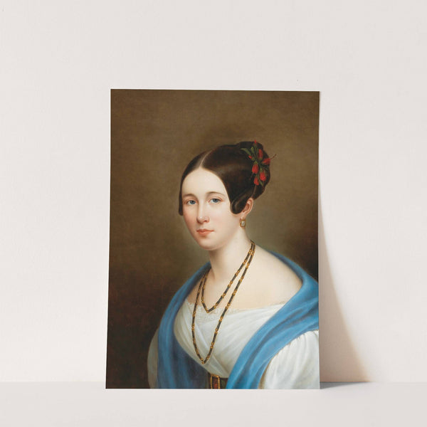 Portrait of a lady with hibiscus flowers in her hair by Adolf Senff