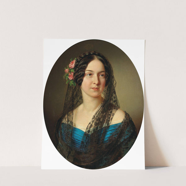 Portrait Of A Lady With Roses In Her Hair by Anton Einsle