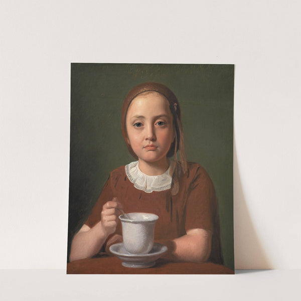 Portrait of a Little Girl, Elise Købke, with a Cup in front of her (1850) by Constantin Hansen