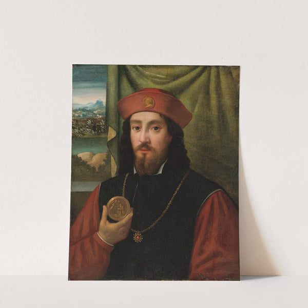 Portrait Of A Man Holding A Medal by Bartolomeo Veneto