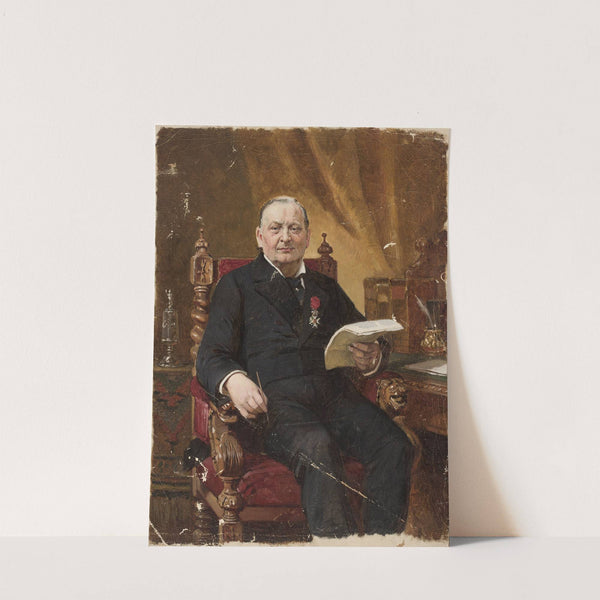 Portrait of a man in an armchair with papers in his hand by Jean Lulvès