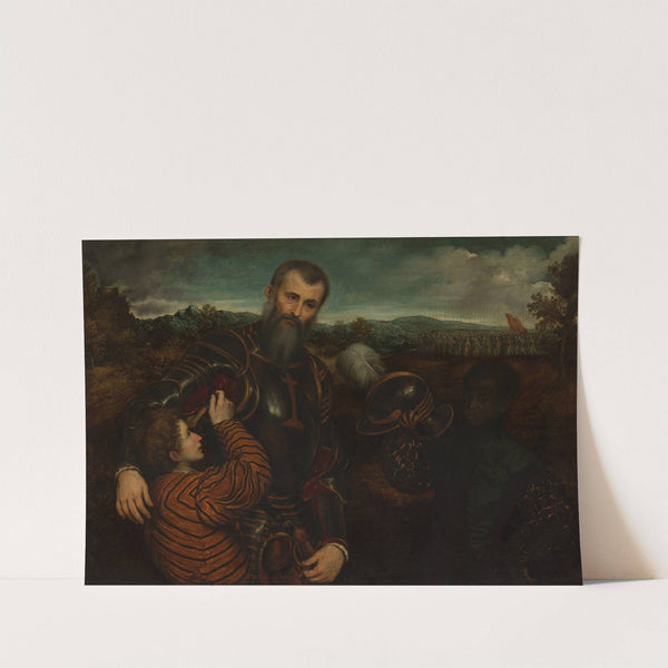 Portrait of a Man in Armor with Two Pages by Paris Bordone