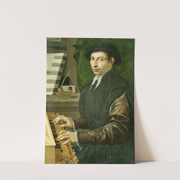 Portrait of a man playing a virginal by Francesco Traballesi