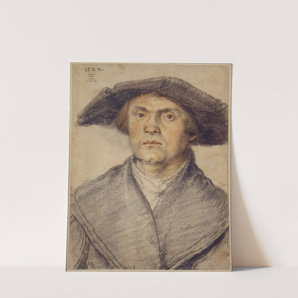 Portrait of a Man Waering a Fur-Lined Coat and Broad-Rimmed Hat (1522) by Wolf Huber