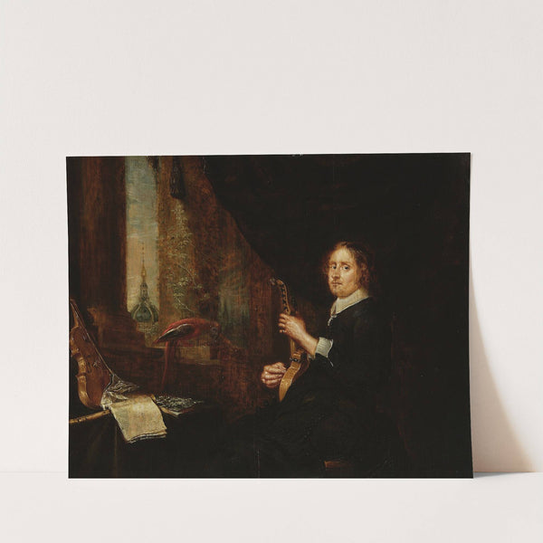 Portrait of a man with a cythara by Gonzales Coques