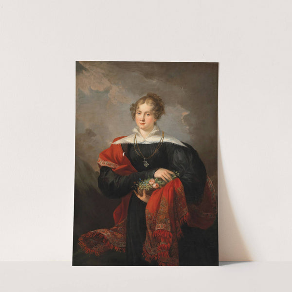 Portrait of a Noblewoman with Flowers and a cashemere shawl by Joseph Salomon