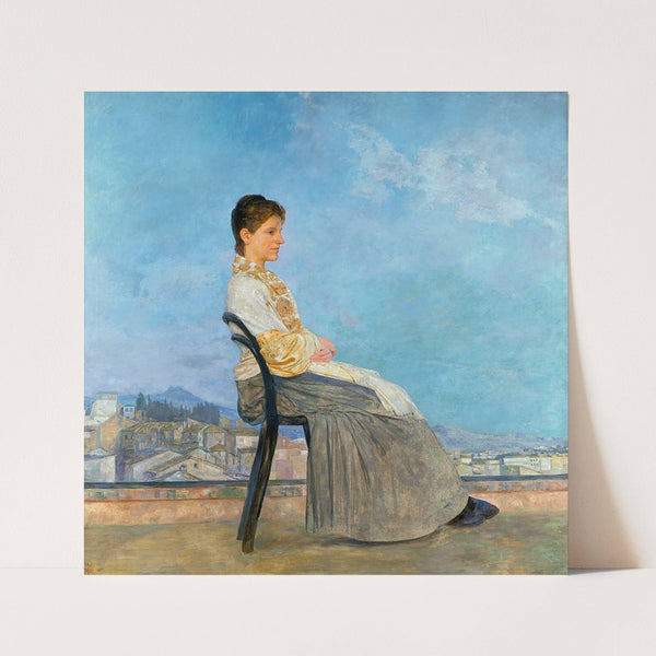 Portrait of a Roman Woman on a Flat Roof in Rome (1891) by Max Klinger