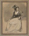 Portrait of a seated lady wearing a feathered hat