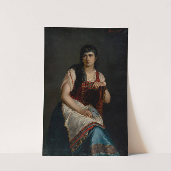 Portrait of a Seated Woman with a Mask (1885) by Ľudovít Pitthordt