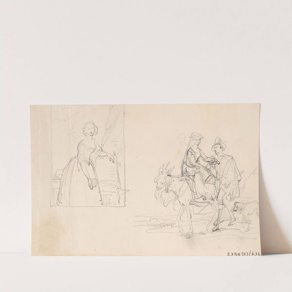 Portrait of a Woman and a Figure Group by Nicaise De Keyser