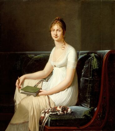 Portrait of a Woman Holding a Pencil and a Drawing Book