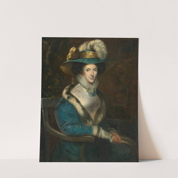 Portrait Of A Woman In A Blue Velvet Jacket With Ermine Trim by Continental School