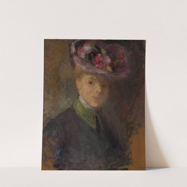 Portrait of a woman in a hat with flowers by Olga Boznanska