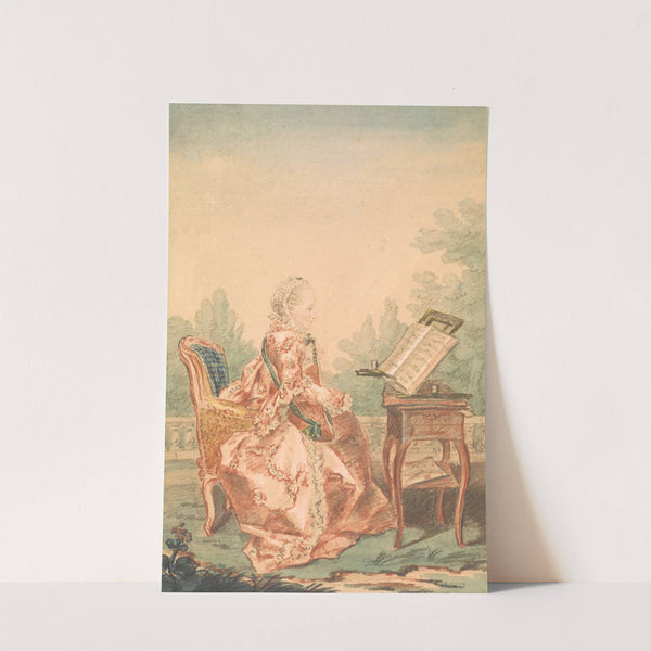 Portrait of a Woman Playing a Lute by Louis Carrogis Carmontelle