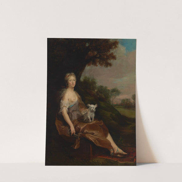 Portrait of a woman, seated in a landscape, as an allegory of Fidelity (1732) by Cornelis Troost