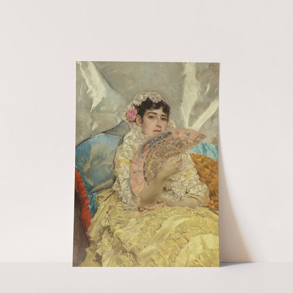 Portrait of a woman with fan by José Villegas Cordero