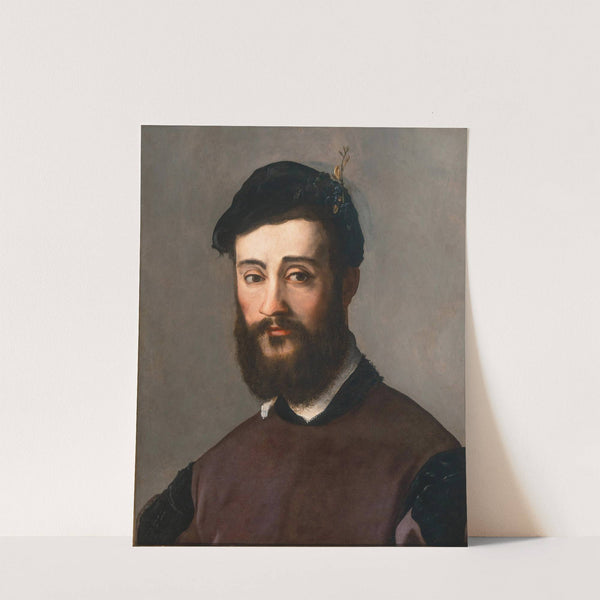 Portrait of a young bearded man with a black hat by Nicolò dell'''Abate