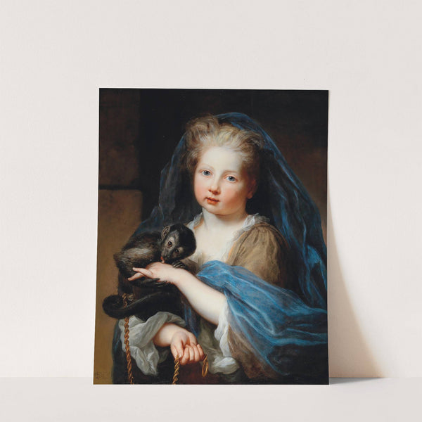 Portrait Of A Young Girl, Holding A Monkey by Alexis Simon Belle