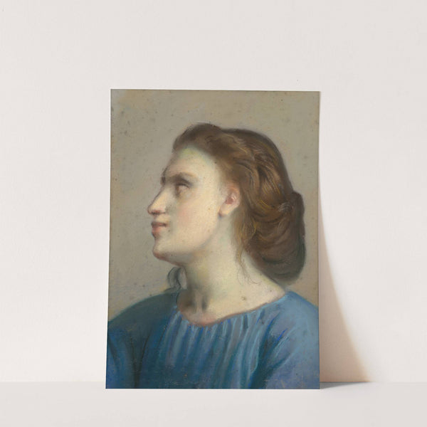 Portrait of a young girl in a blue shirt, by Louis Janmot