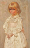 Portrait Of A Young Girl In A Pink And White Smock Dress