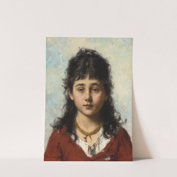 Portrait of a Young Girl wearing a Necklace by Alexei Harlamoff