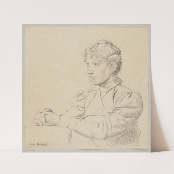 Portrait of a Young Girl with Her Hands on the Table, Depicted from the Waist Up (1880 - 1924) by Hans Thoma