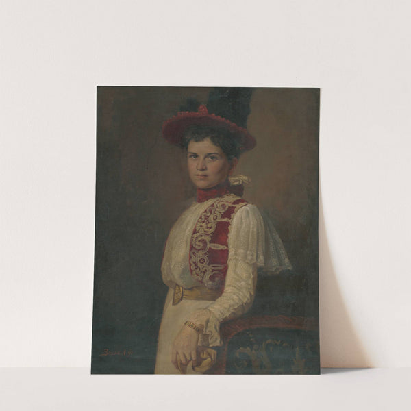 Portrait of a young lady in a hat by Andrej Bača