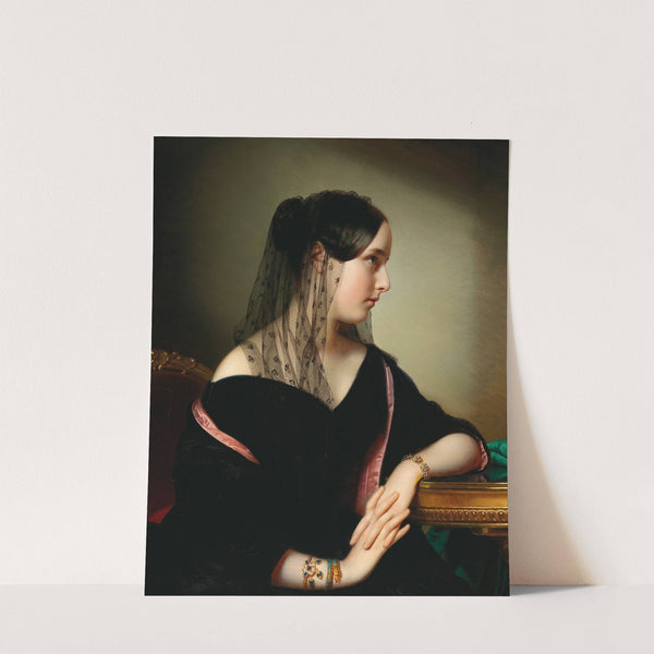 Portrait Of A Young Lady In Profile With An Enamelled Bangle, A Snake Bracelet And A Bracelet With Turquoises (1847) by Anton Einsle