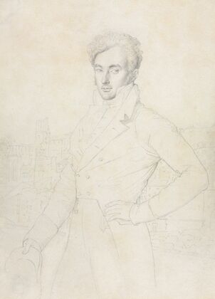Portrait of a Young Man Standing on the Quirinal with the Turris Comitum in the Background