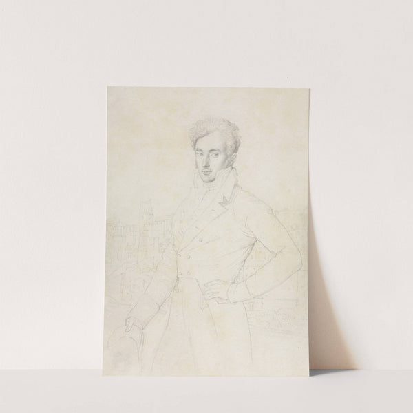 Portrait of a Young Man Standing on the Quirinal with the Turris Comitum in the Background by Jean Auguste Dominique Ingres